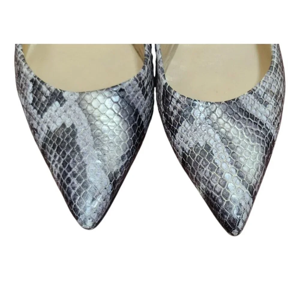 Stuart Weitzman Snakeskin Embossed Leather Pumps Heels Gray Women’s Size…